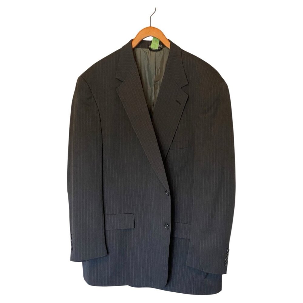 Society Brand LTD Dark Gray Pinstripe Blazer Men's 46 Single Breasted 2 Button